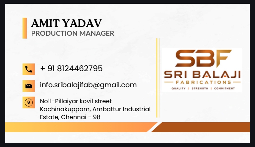 SBF Sri Balaji Fabrications original orange-gold and brown logo